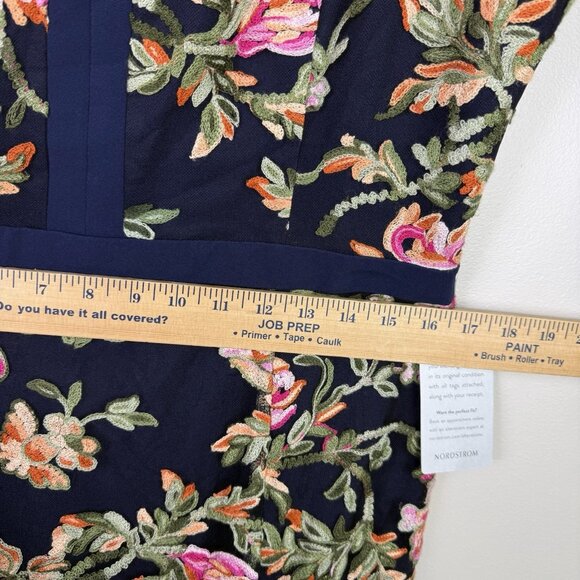 Adelyn Rae Navy Floral Embroidered Fit Flare Dress XL Sleeveless NWT Wedding - Picture 7 of 11